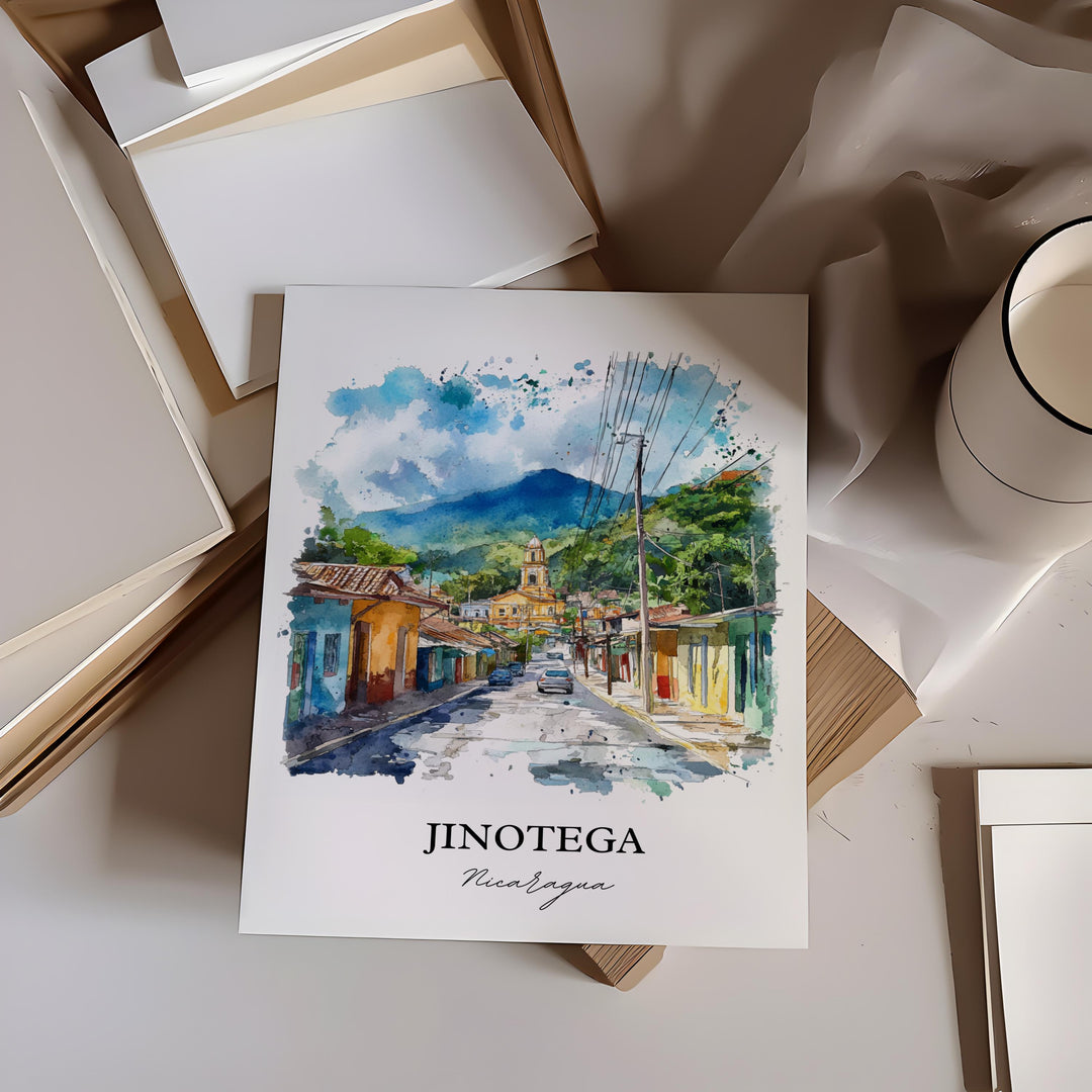 Jinotega Wall Art, Jinotega Print, Nicaragua Watercolor Art, Jinotega Nicaragua Gift, Travel Print, Travel Poster, Housewarming Gift