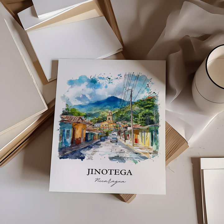 Jinotega Wall Art, Jinotega Print, Nicaragua Watercolor Art, Jinotega Nicaragua Gift, Travel Print, Travel Poster, Housewarming Gift