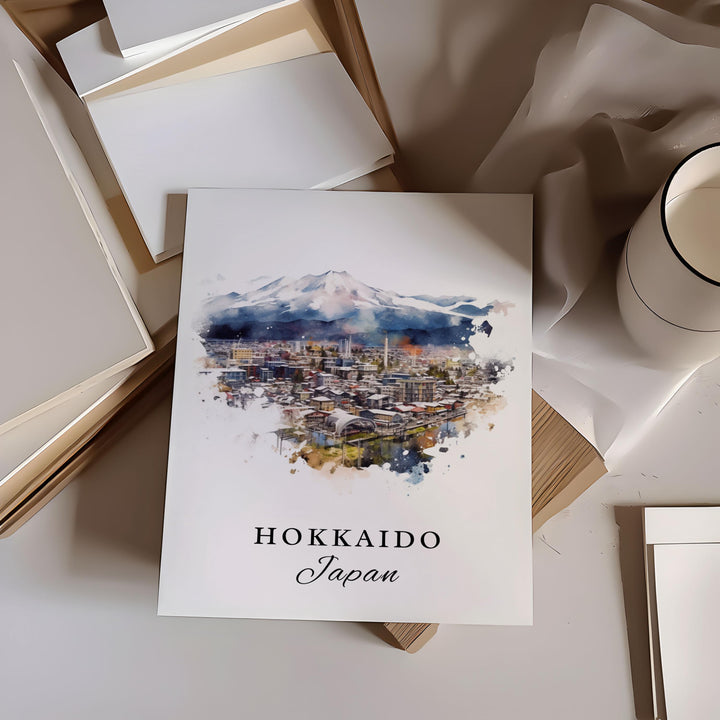 Hokkaido Japan wall art - Japan, Hokkaido poster, Hokkaido Wedding gift, Mount Asahi souvenir, Custom Text, Hokkaido Personalised Gift