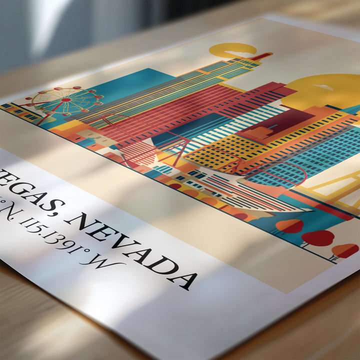 Las Vegas Art, Las Vegas Retro Travel Art, Las Vegas Home Decor, Las Vegas Gift, Nevada Travel Art, Travel Prints, Housewarming Gift