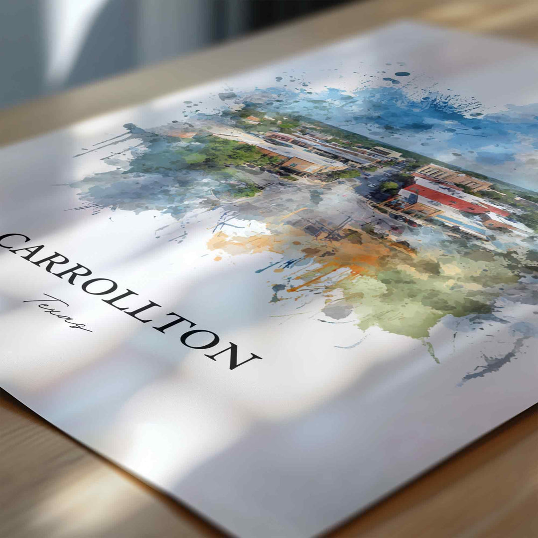 Carrollton, Texas – Watercolor Art Print