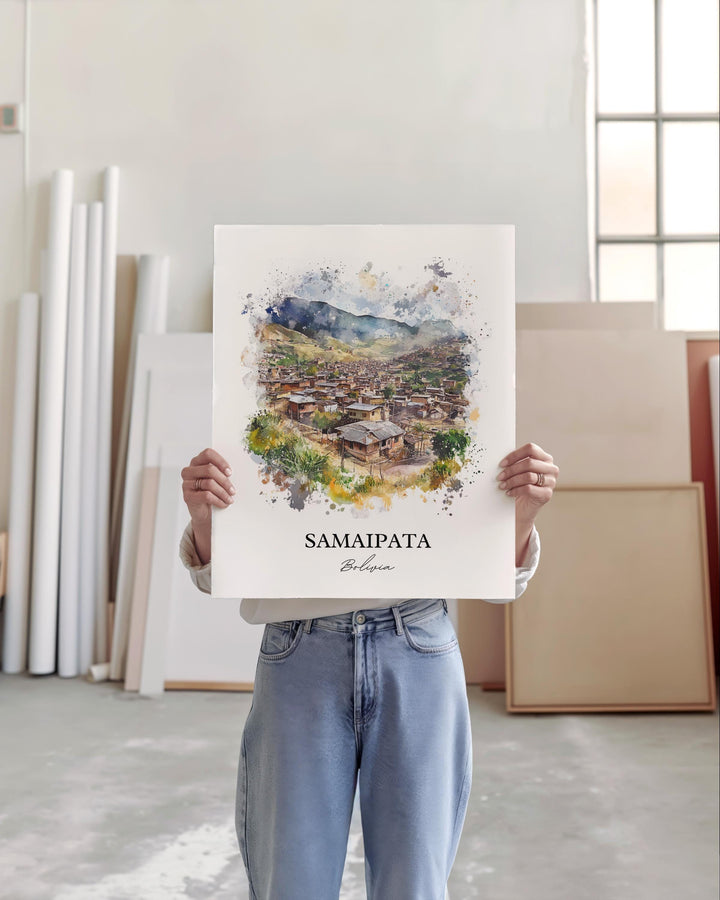 Samaipata Wall Art, Bolivian Andes Print, Bolivia Watercolor Art, Samaipata Bolivia Gift, Travel Print, Travel Poster, Housewarming Gift