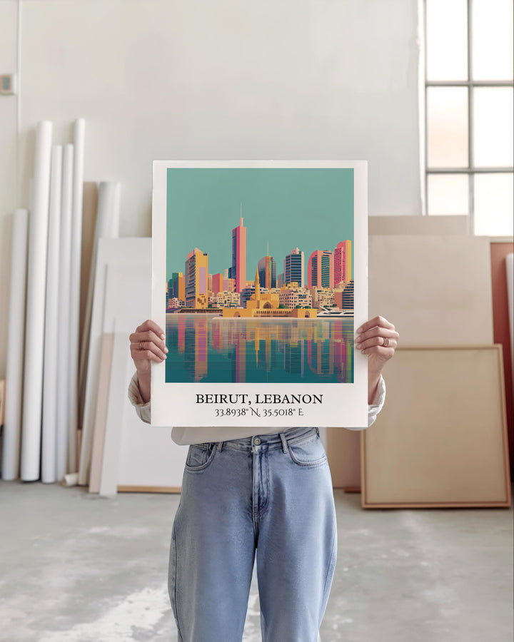 Beirut Lebanon Art, Beirut Retro Travel Art, Beirut Home Decor, Beirut Gift, Lebanon Travel Art, Travel Prints, Housewarming Gift