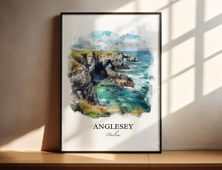 Anglesey Wall Art, Anglesey Wales Print, Wales Watercolor Art, Anglesey Gift, Travel Print, Travel Poster, Housewarming Gift
