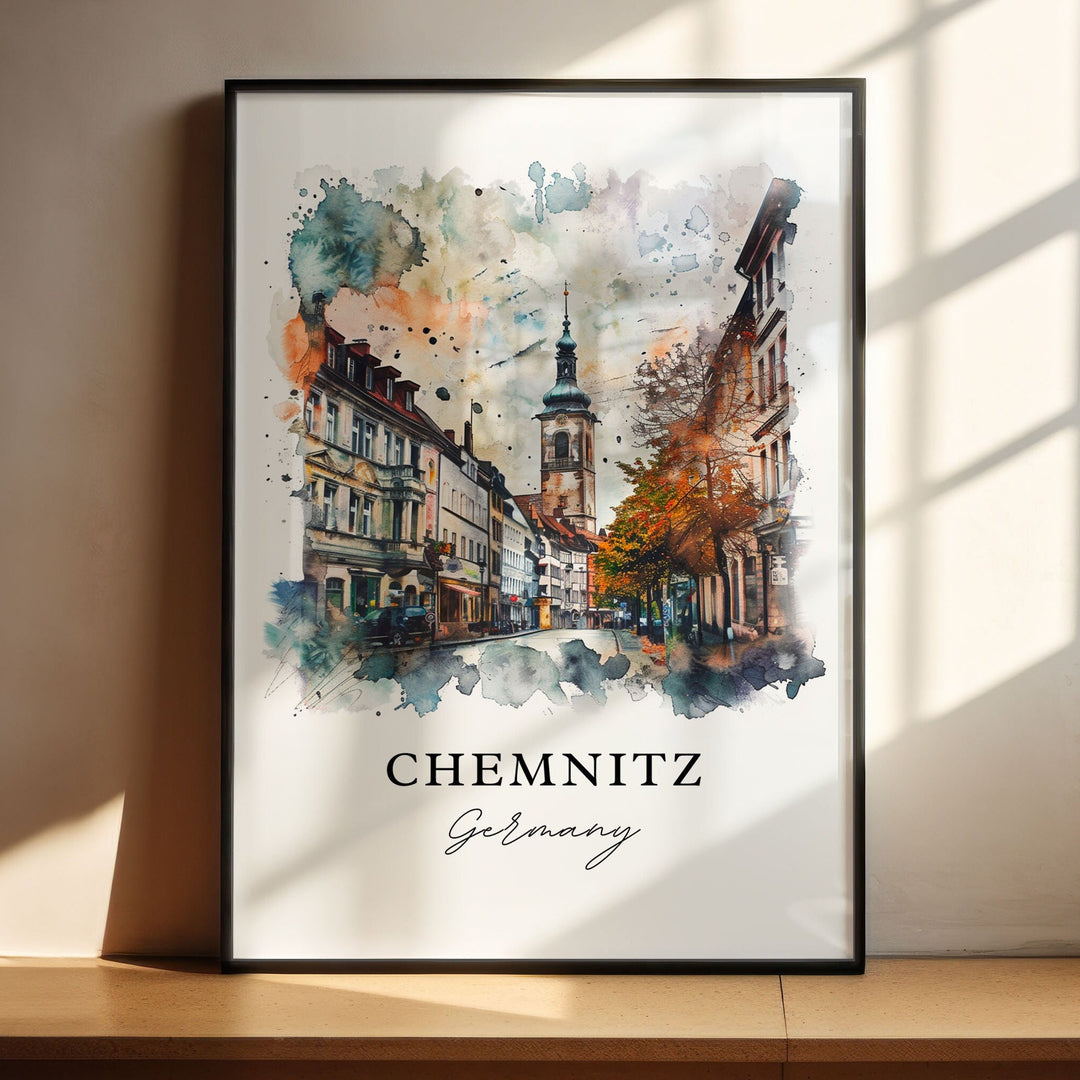 Chemnitz Wall Art, Chemnitz Germany Print, Germany Watercolor Art, Saxony Germany Art,