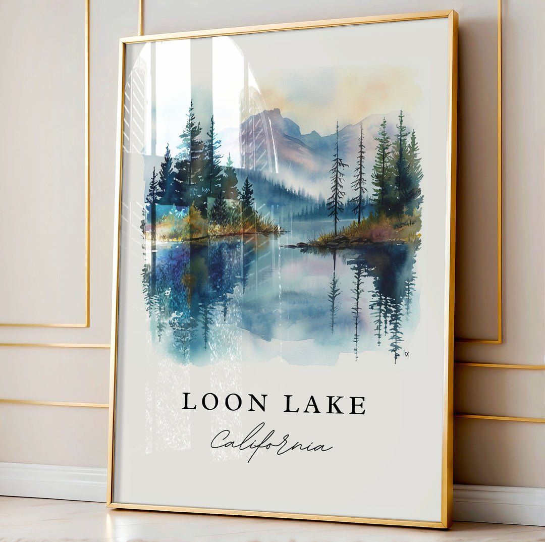 Loon Lake CA wall art - California, Loon Lake print, Loon Lake Wedding gift, Birthday present, Custom Text, Perfect Gift
