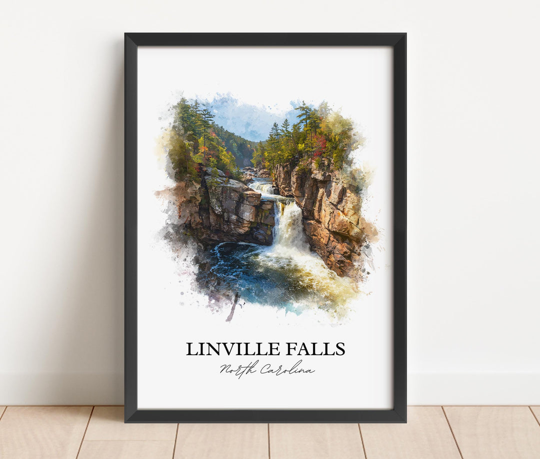 Linville Falls Wall Art, Linville NC Print, North Carolina Artwork, Linville Falls Gift, Travel Print, Travel Poster, Housewarming Gift