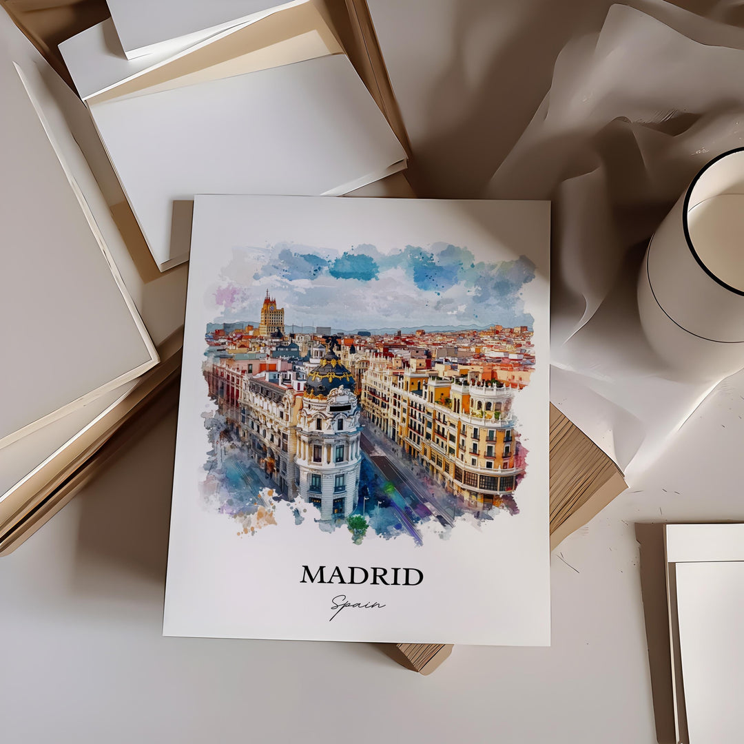 Madrid Wall Art, Madrid Spain Print, Spain Watercolor Art, Madrid Spain Gift, Travel Print, Travel Poster, Housewarming Gift