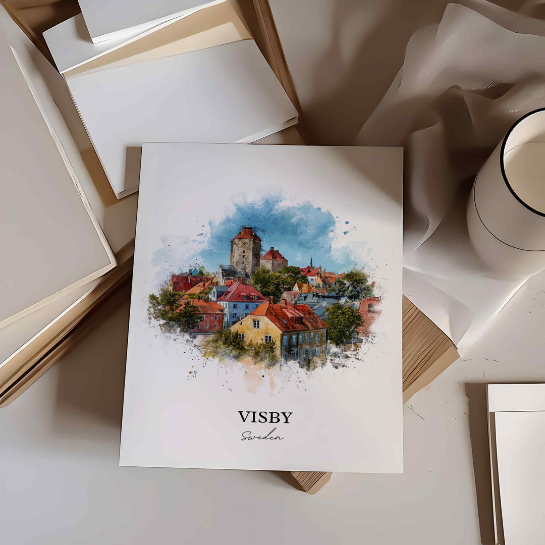 Visby, Sweden – Watercolor Art Print