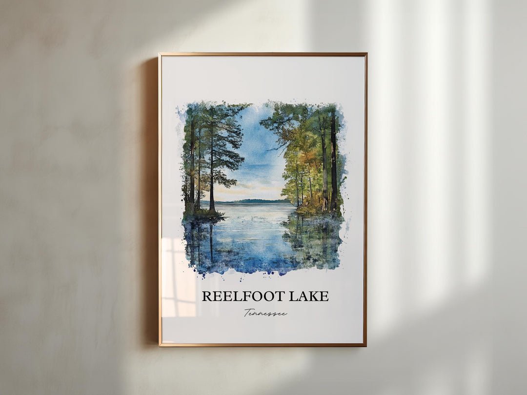 Reelfoot Lake Wall Art, Tiptonville TN Print, Tennessee Watercolor Art, Reelfoot Lake Gift, Travel Print, Travel Poster, Housewarming Gift