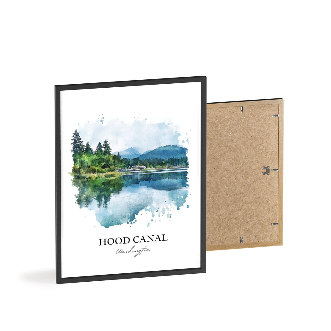 Hood Canal Wall Art, Floating Bridge Print, Hood Canal WA Watercolor Art, Hood Canal WA Gift, Travel Print, Travel Poster, Housewarming Gift