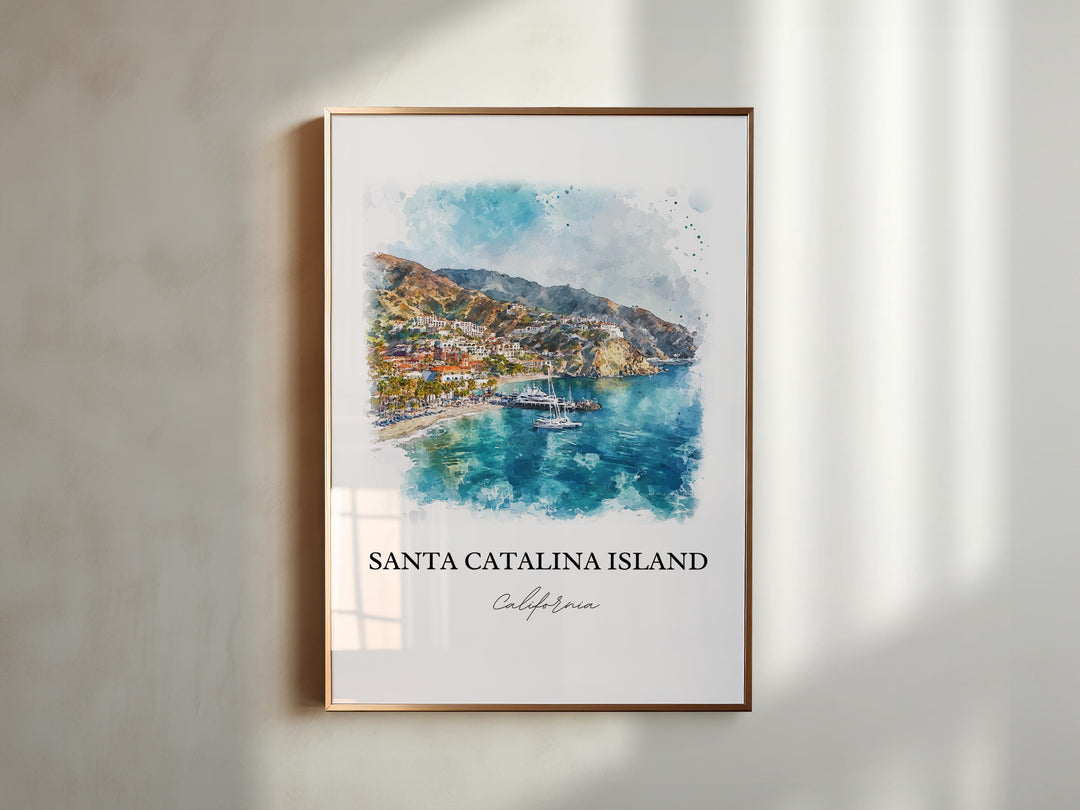 Santa Catalina Wall Art, Catalina Islands Print, LA Watercolor Art, Catalina Island Gift, Travel Print, Travel Poster, Housewarming Gift