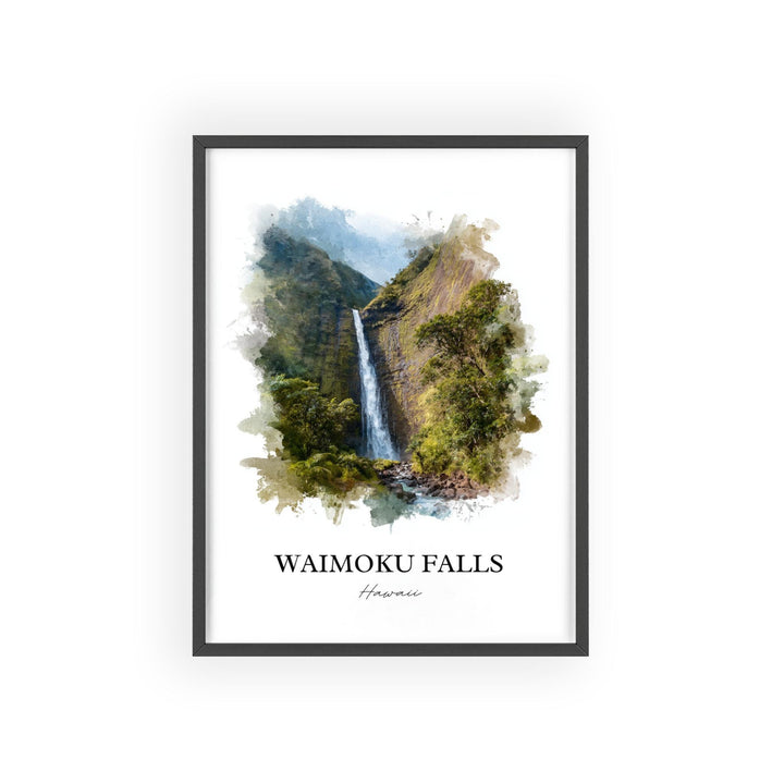 Waimoku Falls Wall Art, Maui Print, Maui Watercolor Art, Waimoku Falls Gift, Travel Print, Travel Poster, Housewarming Gift