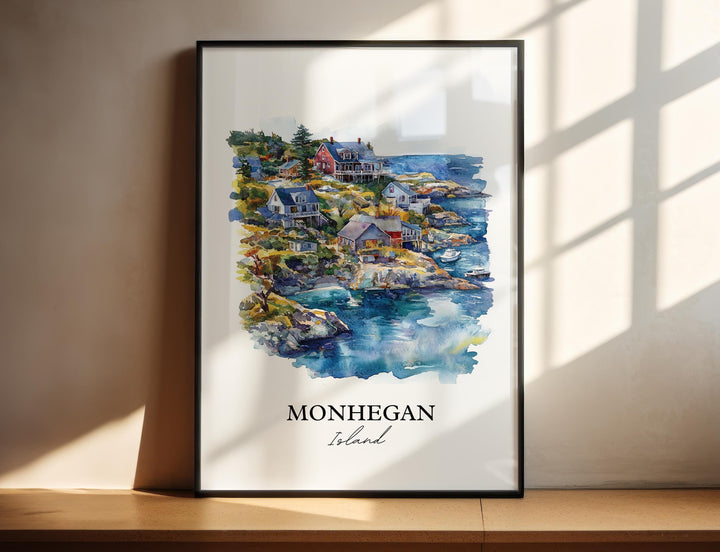 Monhegan Island Wall Art, Gulf of Maine Print, Maine Watercolor Art, Monhegan Island Gift, Travel Print, Travel Poster, Housewarming Gift