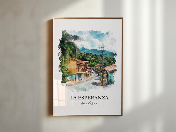 La Esperanza Wall Art, Intibucá Print, Honduras Watercolor Art, La Esperanza Gift, Travel Print, Travel Poster, Housewarming Gift