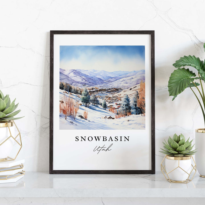 Snowbasin UT wall art - Utah, Snowbasin poster print, Snowbasin Wedding gift, Birthday present, Custom Text, Perfect Gift