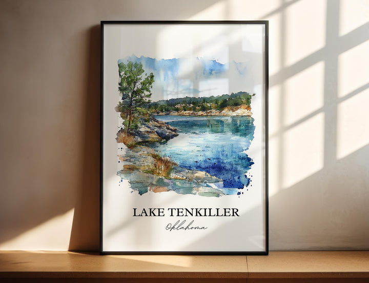 Lake Tenkiller Wall Art, Tenkiller Ferry Lake Print, Oklahoma Artwork, Lake Tenkiller Gift, Travel Print, Travel Poster, Housewarming Gift