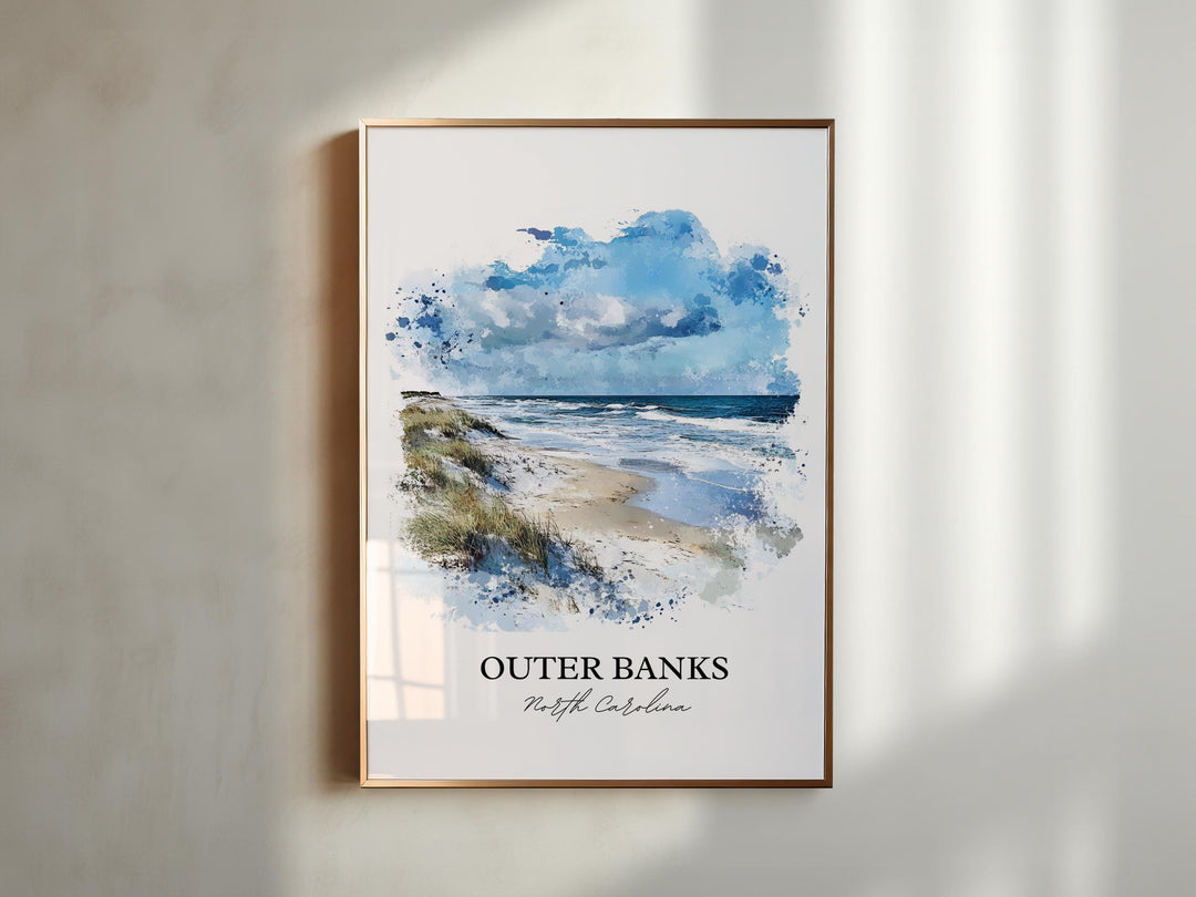Outer Banks Wall Art, Outer Banks NC Print, OBX Watercolor Art, Outer Banks Gift, Travel Print, Travel Poster, Housewarming Gift
