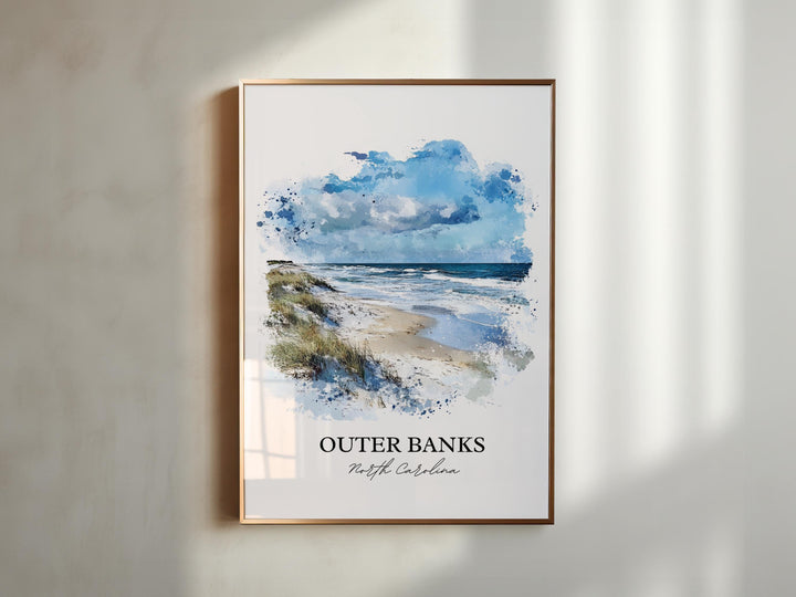 Outer Banks Wall Art, Outer Banks NC Print, OBX Watercolor Art, Outer Banks Gift, Travel Print, Travel Poster, Housewarming Gift