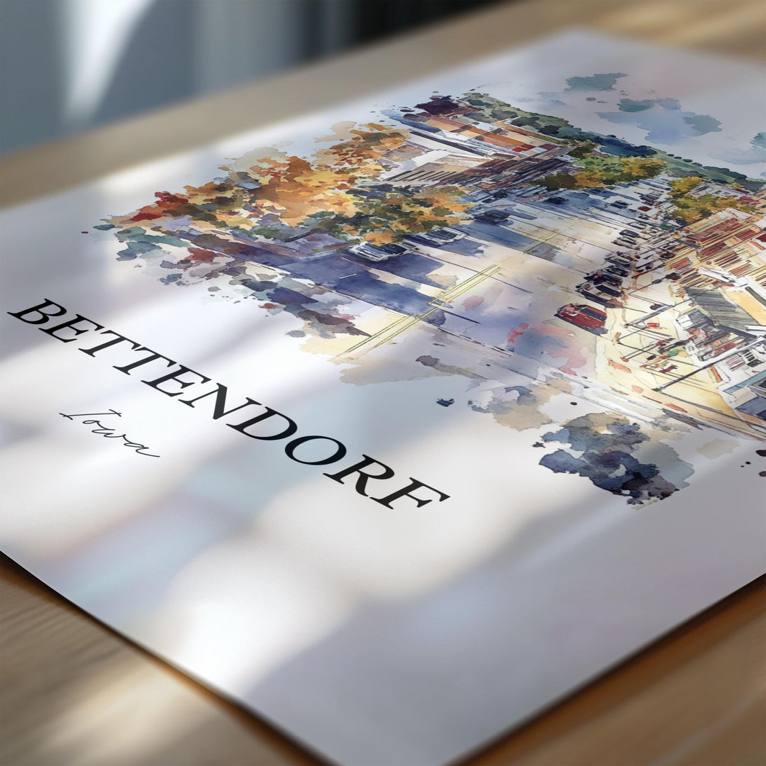 Bettendorf, Iowa, Watercolor Art Print