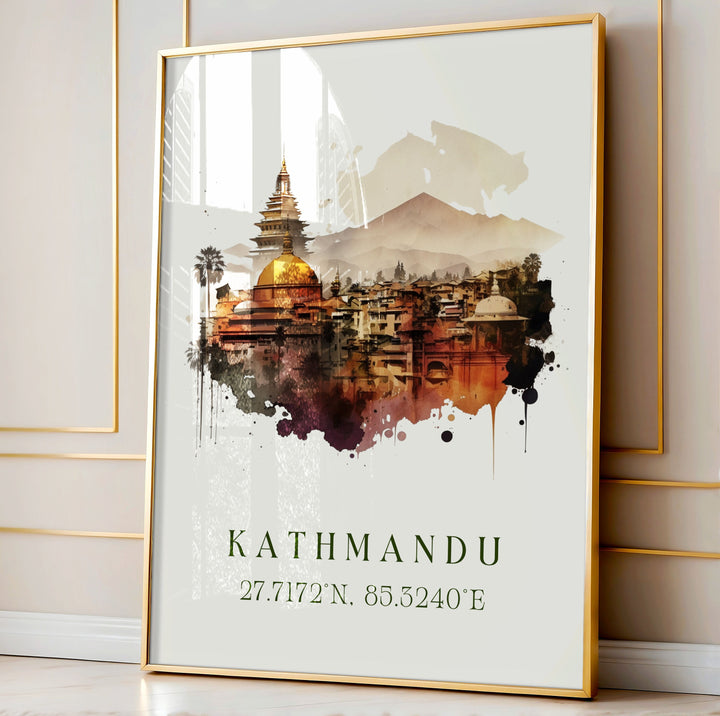 Kathmandu Nepal wall art - Nepal, Kathmandu poster, Kathmandu Wedding gift, Birthday present, Custom Text, Personalised Gift