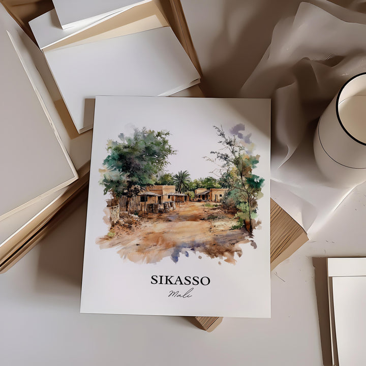 Sikasso Mali Wall Art, Mali Africa Print, Mali Watercolor Art, Sikasso Mali Gift, Travel Print, Travel Poster, Housewarming Gift