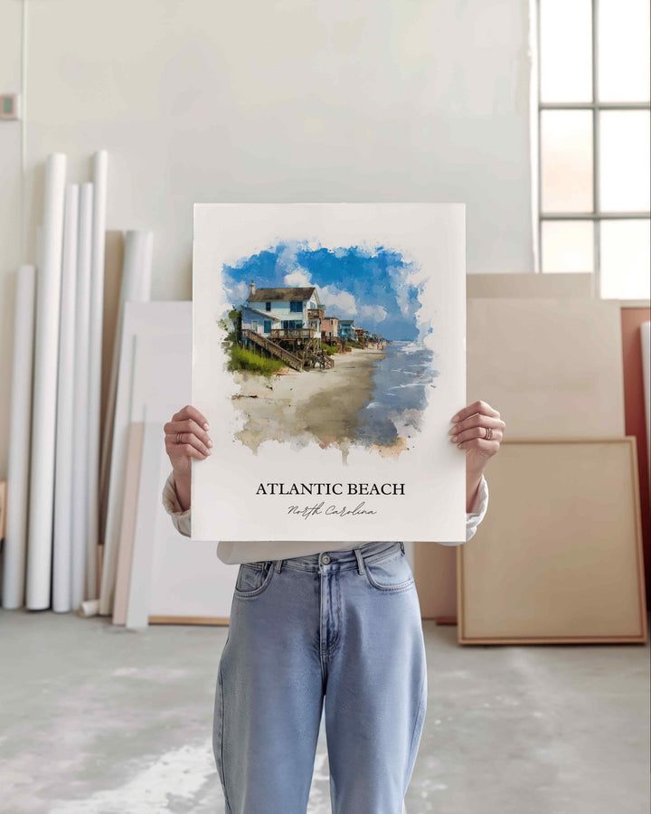 Atlantic Beach, NC – Watercolor Art Print