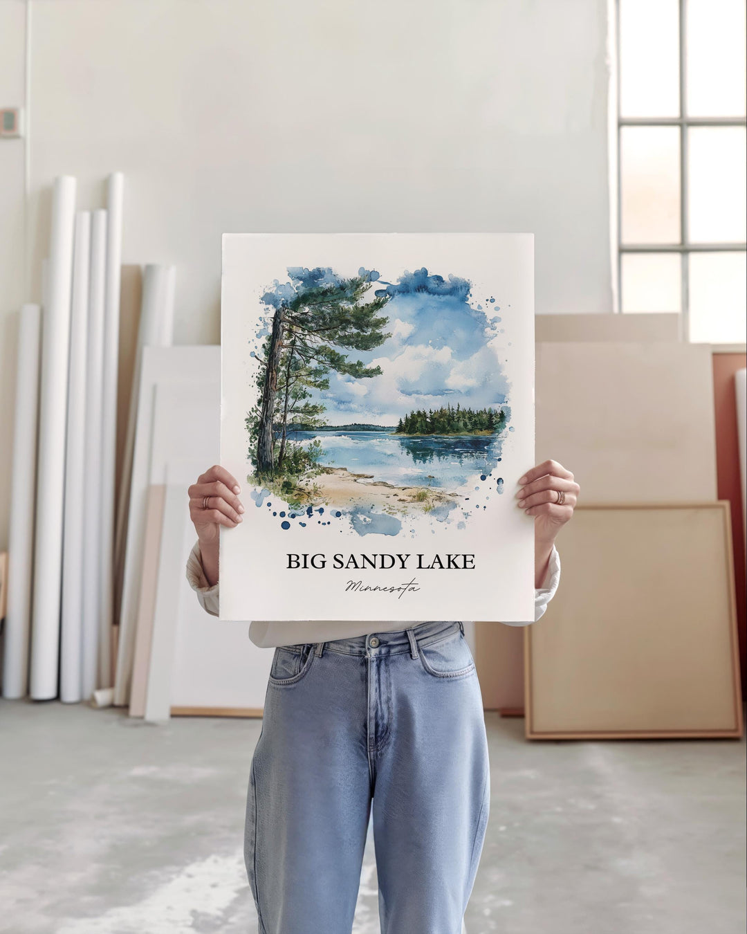 Big Sandy Lake Wall Art, Aitkin County Print, Montana Watercolor Art, Big Sandy Lake Gift, Travel Print, Travel Poster, Housewarming Gift