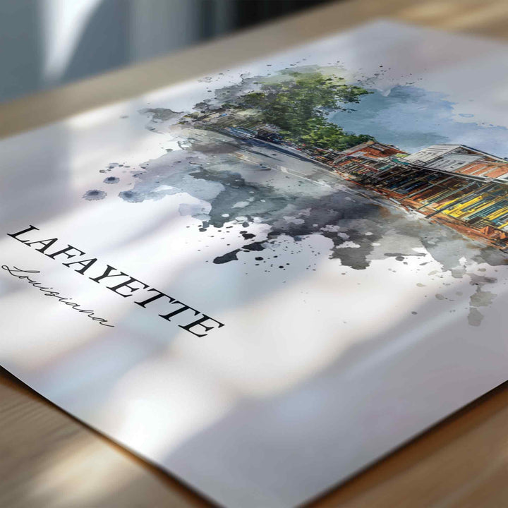 Lafayette, Louisiana – Watercolor Art Print
