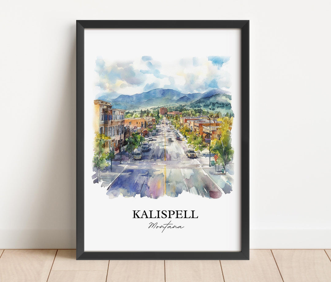 Kalispell MT Wall Art, Glacier National Park Print, Montana Artwork, Kalispell Montana Gift, Travel Print, Travel Poster, Housewarming Gift