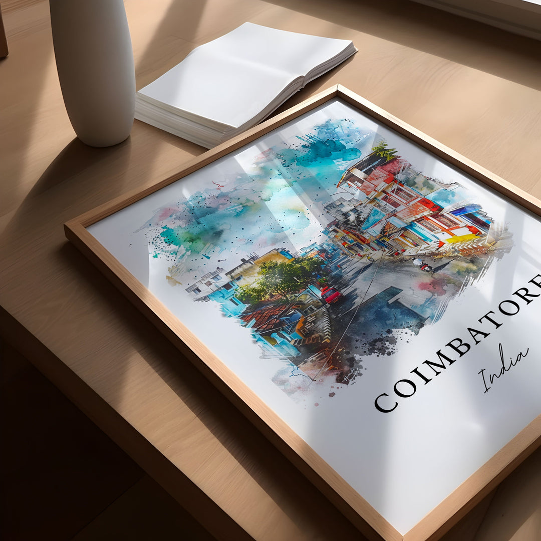 Coimbatore, India – Watercolor Art Print
