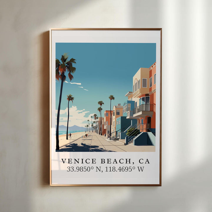 Venice Beach CA wall art - California, Venice Beach poster, Venice Beach Wedding gift, Birthday present, Custom Text, Personalised Gift