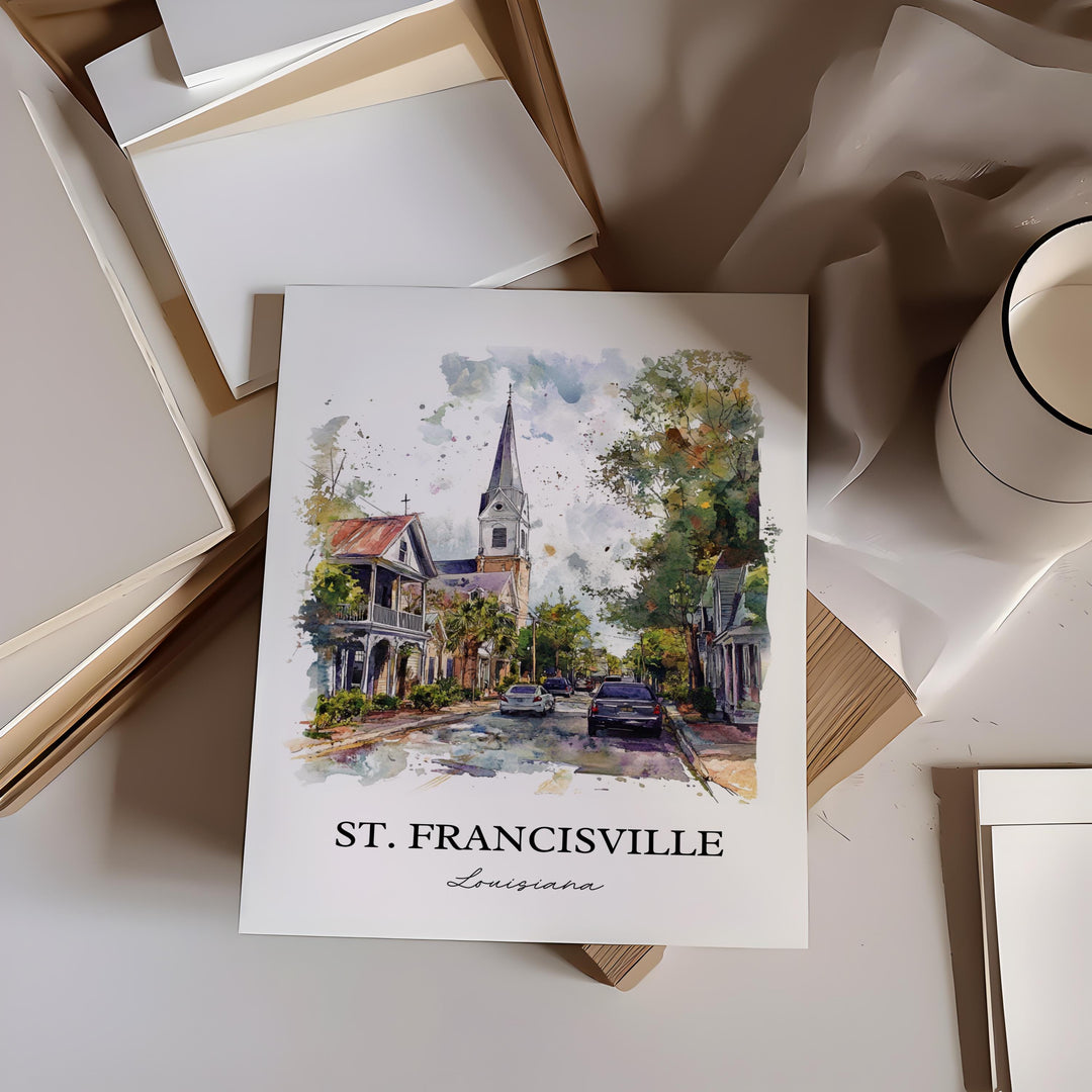 St. Francisville Wall Art, Baton Rouge Print, Louisiana Watercolor, St. Francisville LA Gift, Travel Print, Travel Poster, Housewarming Gift