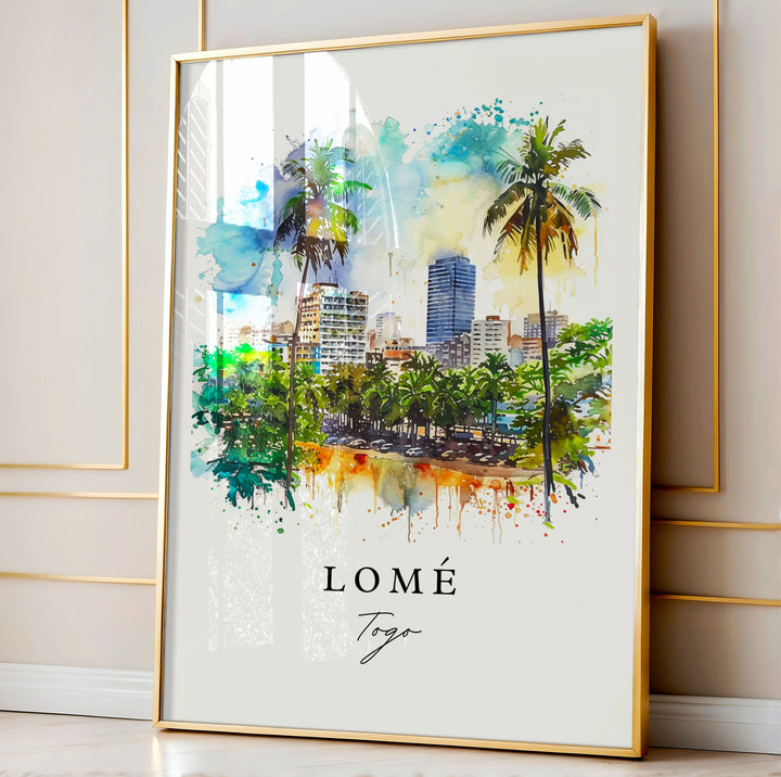 Lome Togo wall art - Togo, Lome print, Lome Wedding gift, Gulf of Guinea gift, Custom Text, Perfect Gift