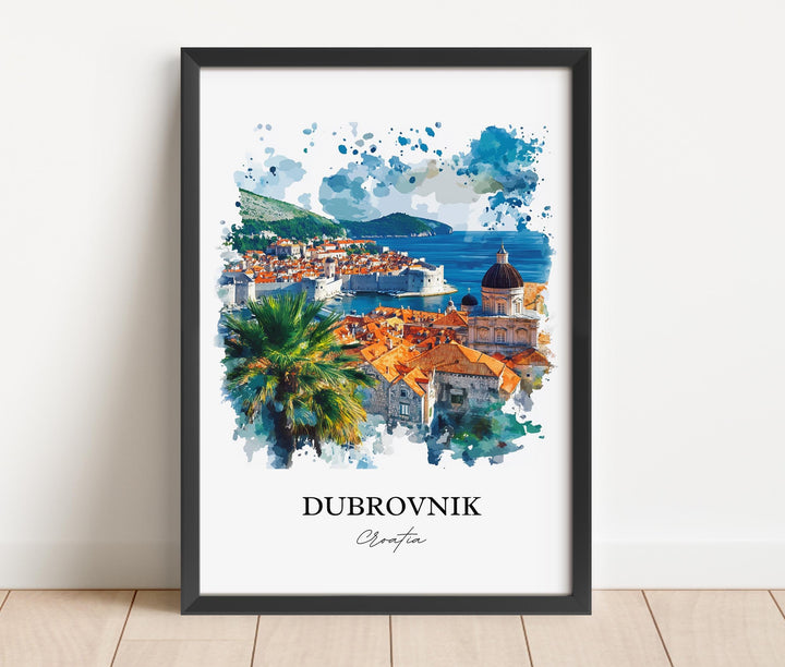 Dubrovnik Wall Art, Dubrovnik Croatia Print, Croatia Watercolor Art, Dubrovnik Gift, Travel Print, Travel Poster, Housewarming Gift