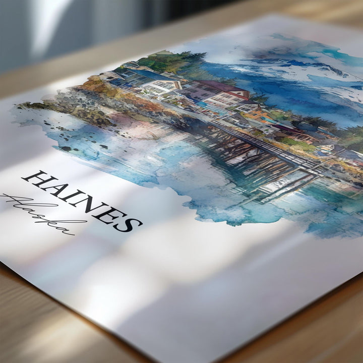 Haines Alaska Wall Art, Glacier Bay Park Print, Alaska Watercolor Art, Haines AK Gift, Travel Print, Travel Poster, Housewarming Gift