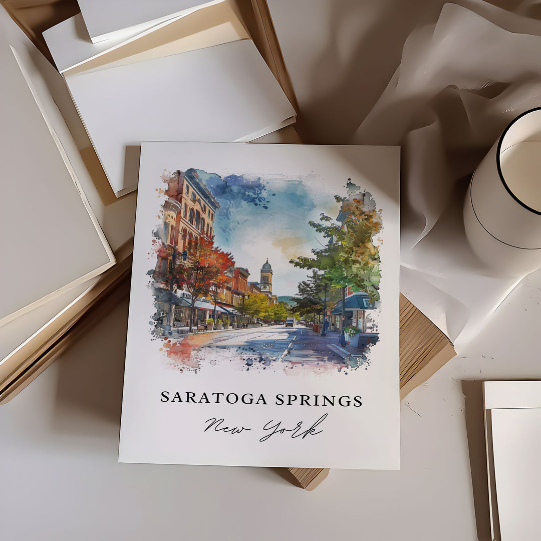 Saratoga Springs Wall Art, Saratoga Springs NY Print, Saratoga Springs Watercolor, Saratoga Springs Gift, Travel Print, Travel Poster