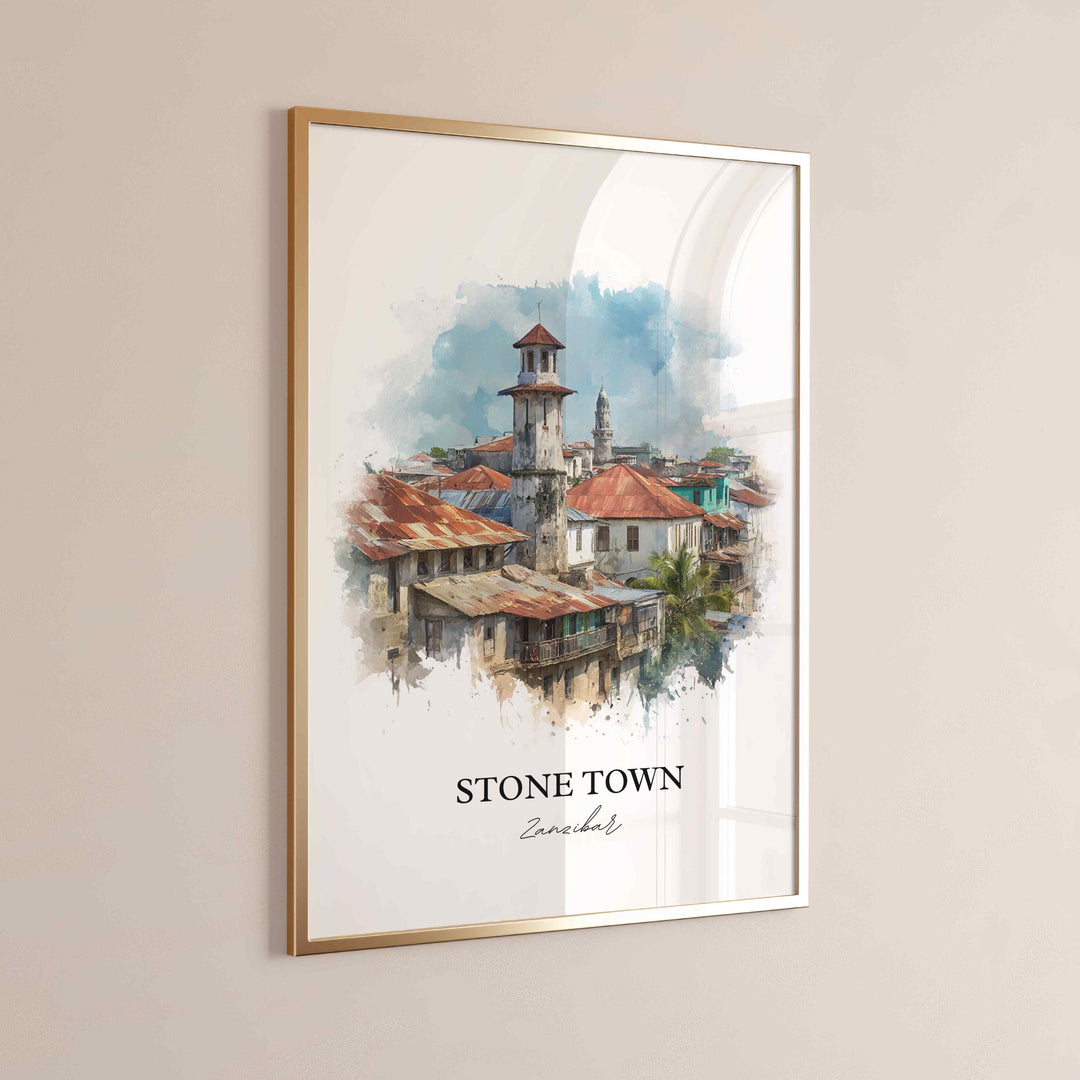 Stone Town, Zanzibar – Watercolor Art Print