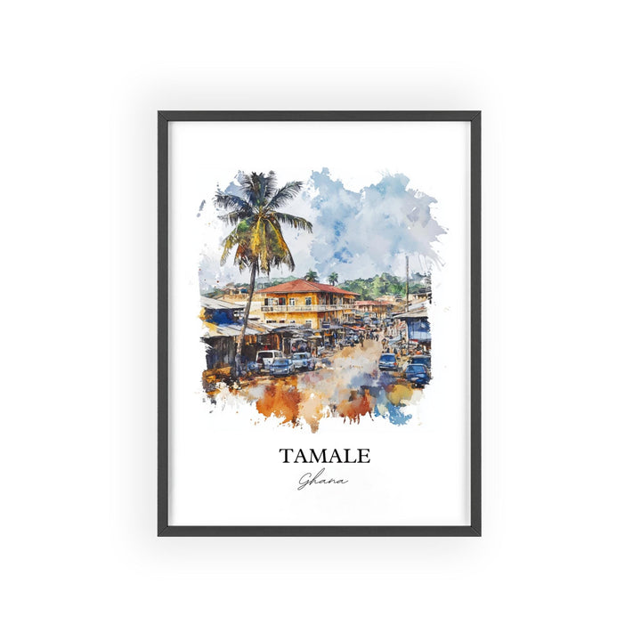 Tamale Ghana Wall Art, Ghana Print, Ghana Watercolor Art, Tamale Ghana Gift, Travel Print, Travel Poster, Housewarming Gift