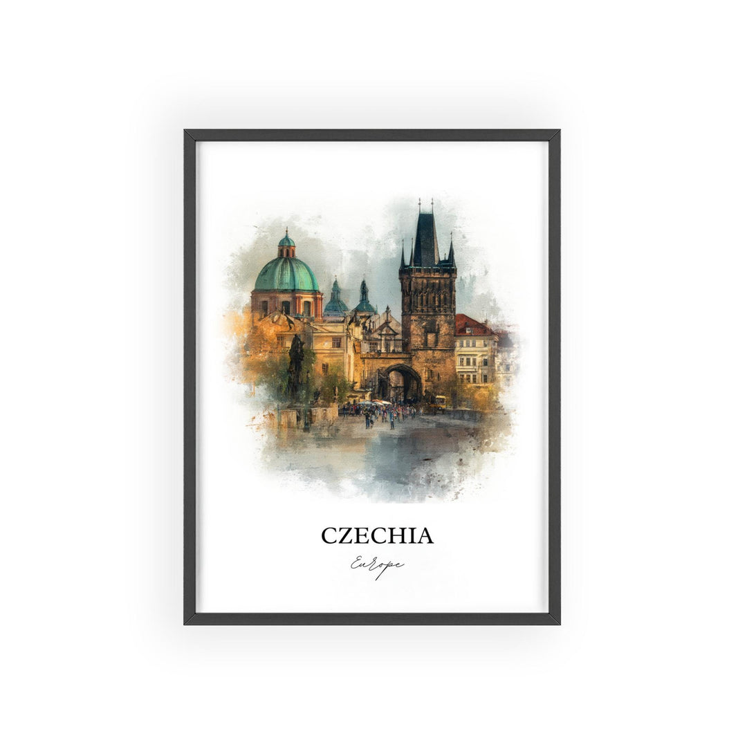 Czechia Wall Art, Czechia Print, Prague Watercolor Art, Czech Republic Gift, Travel Print, Travel Poster, Housewarming Gift