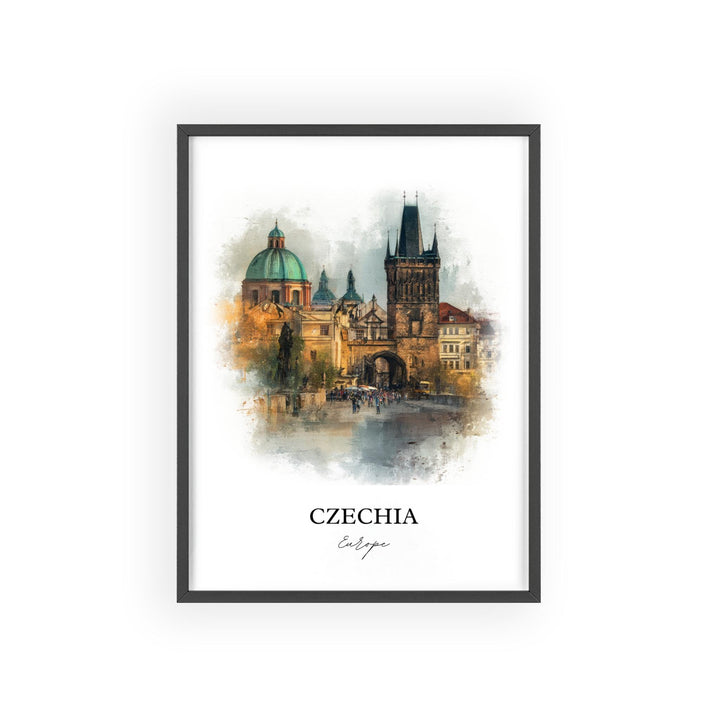 Czechia Wall Art, Czechia Print, Prague Watercolor Art, Czech Republic Gift, Travel Print, Travel Poster, Housewarming Gift