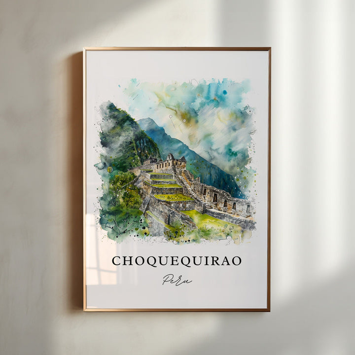 Choquequirao Wall Art, Choquequirao Peru Print, Machu Picchu Watercolor, Choquequirao Gift,