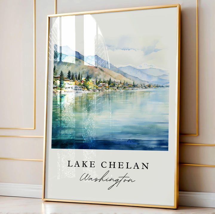 Lake Chelan Washington wall art - Washington, Lake Chelan poster, Lake Chelan Wedding gift, Birthday present, Custom Text, Personalized Gift