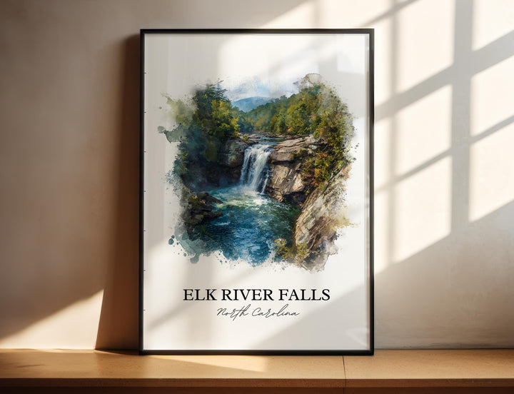 Elk River Falls Wall Art, Avery County Print, North Carolina Artwork, Elk River Falls Gift, Travel Print, Travel Poster, Housewarming Gift