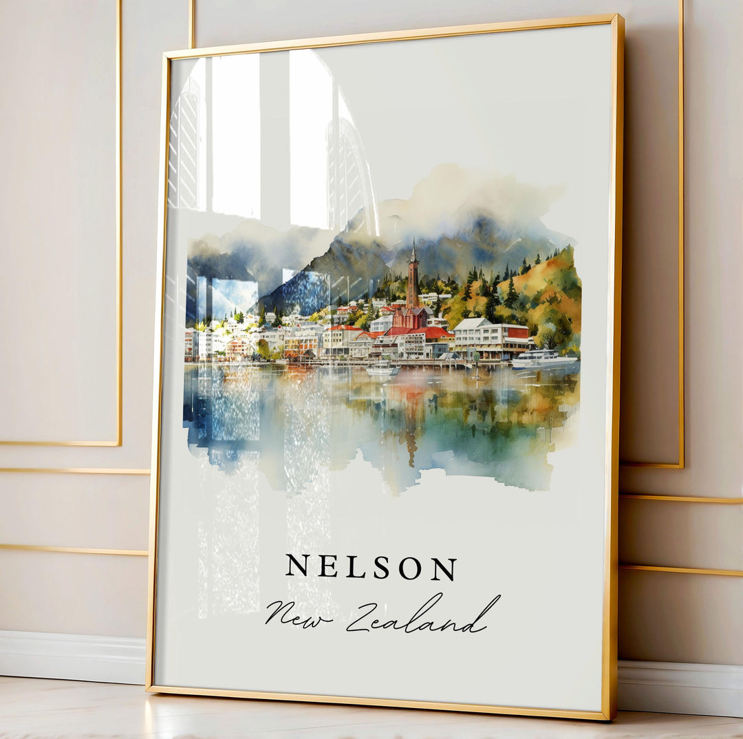 Nelson New Zealand art - New Zealand, Nelson poster, Nelson NZ Wedding gift, Birthday present, Custom Text, Personalized Gift