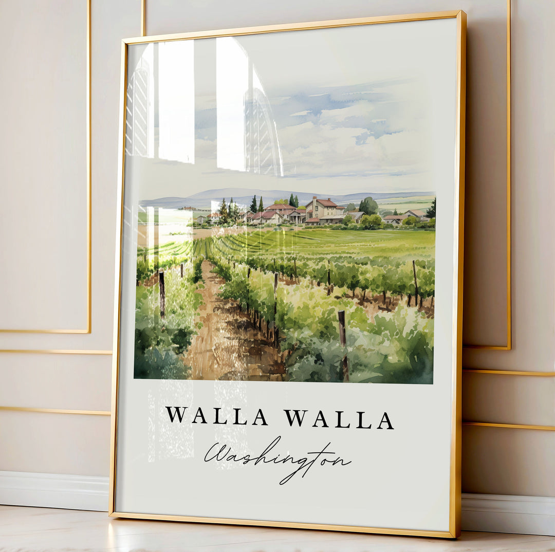 Walla Walla traditional travel art - Washington, Walla Walla poster print, Wedding gift, Birthday present, Custom Text, Perfect Gift