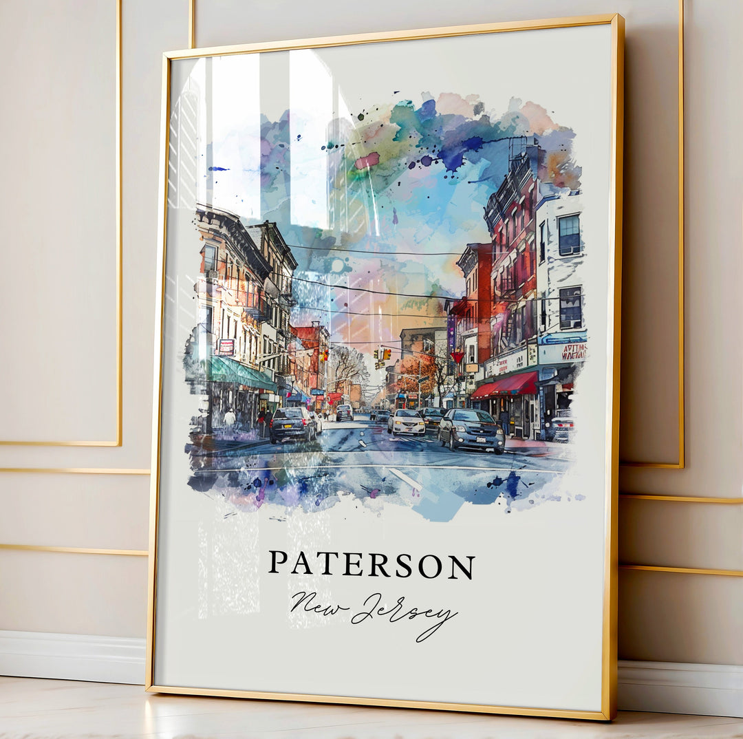 Paterson Wall Art, Paterson NJ Print, Paterson NJ Watercolor, Paterson New Jersey Gift,
