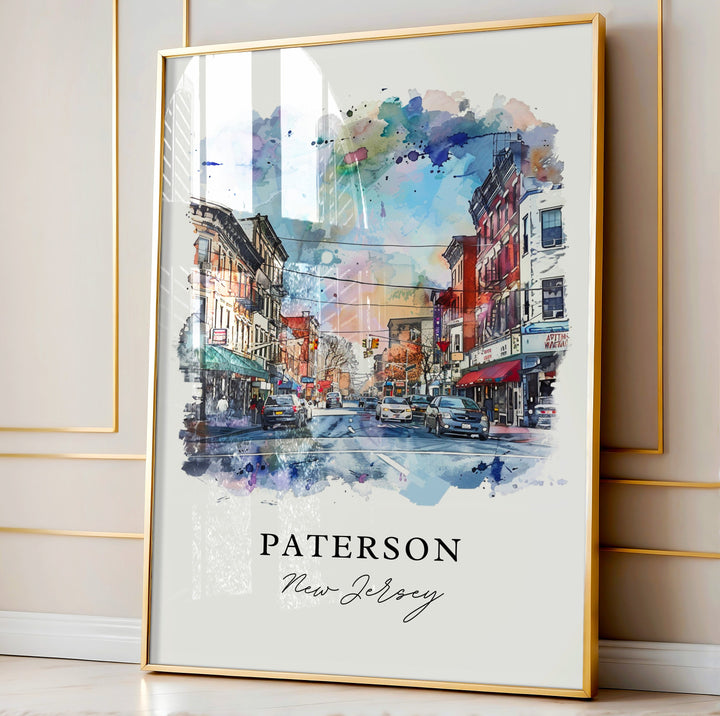 Paterson Wall Art, Paterson NJ Print, Paterson NJ Watercolor, Paterson New Jersey Gift,