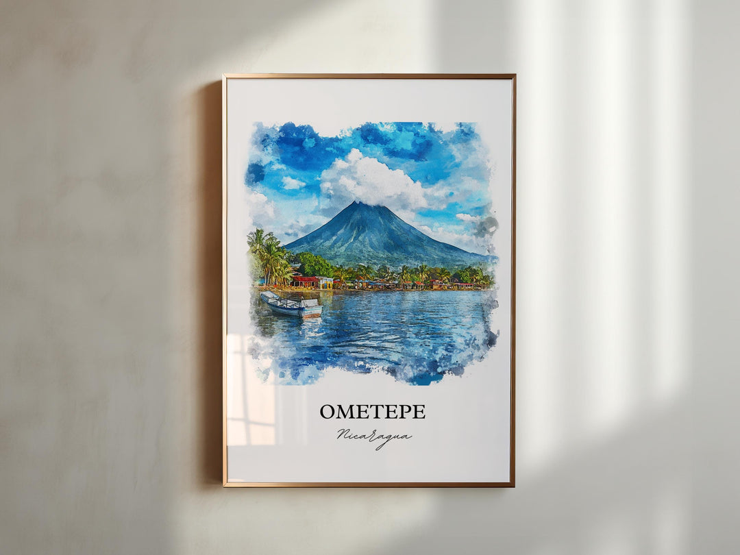 Ometepe Wall Art, Lake Nicaragua Print, Nicaragua Watercolor Art, Ometepe Gift, Travel Print, Travel Poster, Housewarming Gift