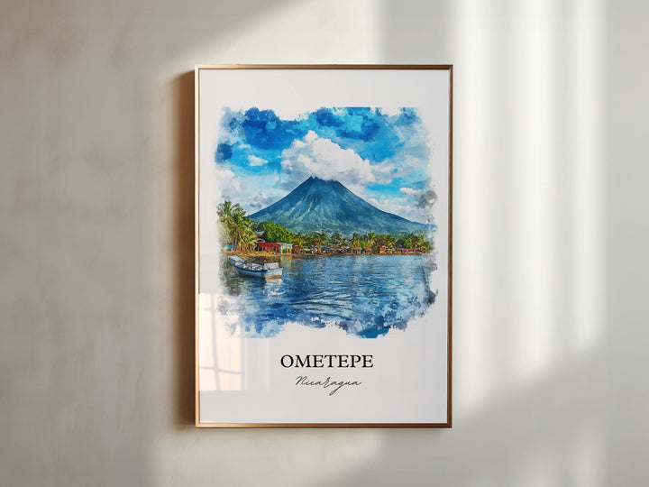 Ometepe Wall Art, Lake Nicaragua Print, Nicaragua Watercolor Art, Ometepe Gift, Travel Print, Travel Poster, Housewarming Gift